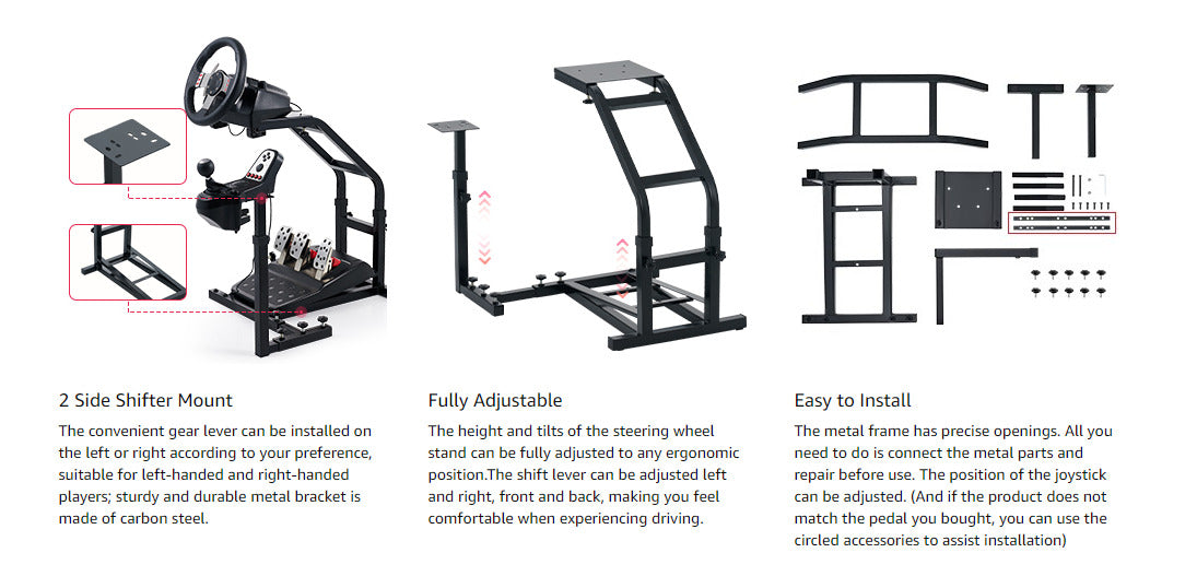 Driving Game Sim Racing Frame Stand Rig for Seat Wheel Pedals Xbox PS PC