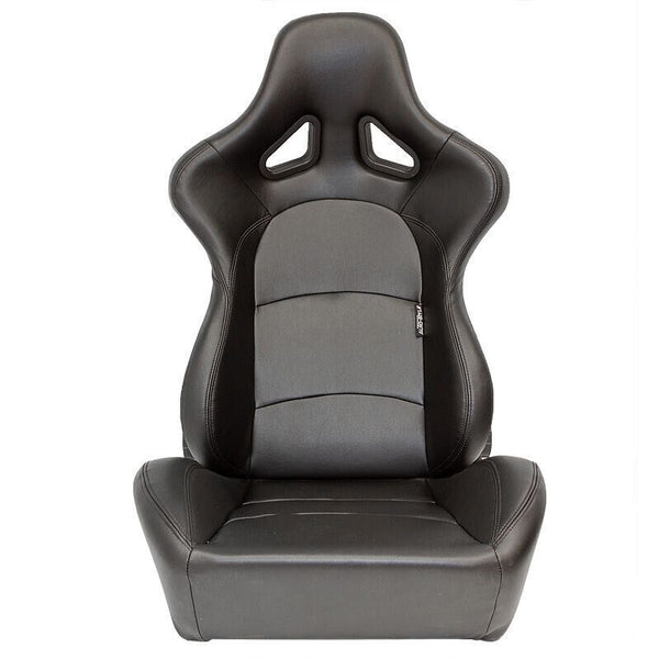 AUTOSTYLE BS2 x1 Universal Bucket Seat Black Synth Leather Fibreglass Back