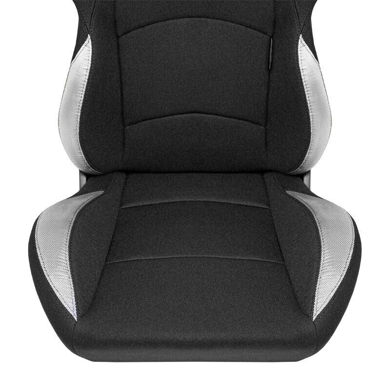 AUTOSTYLE BS2 x1 Universal Bucket Seat Black Grey Textile Fibreglass Back
