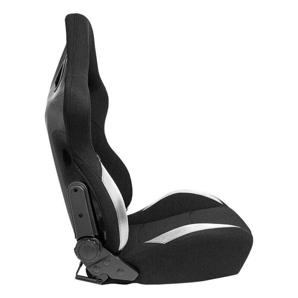 AUTOSTYLE BS2 x1 Universal Bucket Seat Black Grey Textile Fibreglass Back