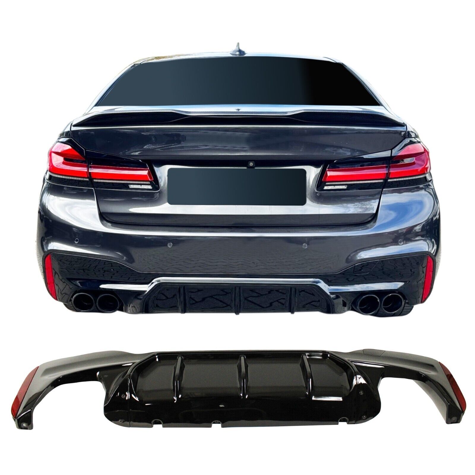 JOM Rear Bumper Diffusor BMW 5 Series G30 G31 LCI Sport ABS Black Gloss 21+