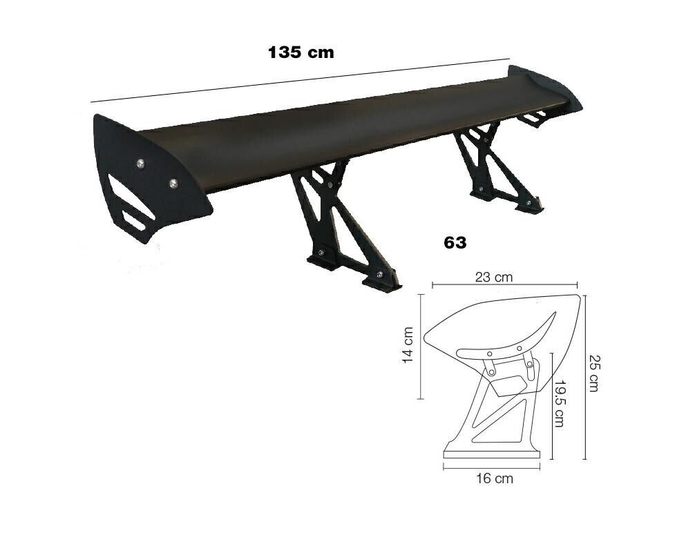 SR Crio Universal Large Rear Wing Spoiler Black Aluminium Boot Roof 136x23x25cm