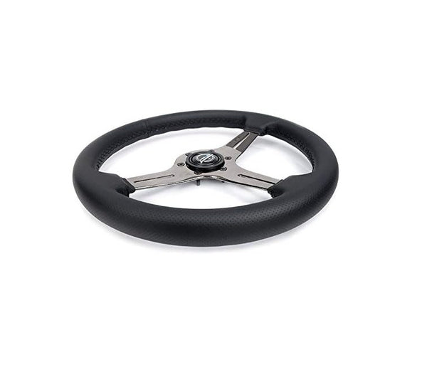 NRG Innovations Universal 350mm Leather Steering WHEEL Black Car Sim 70mm 6-Bolt