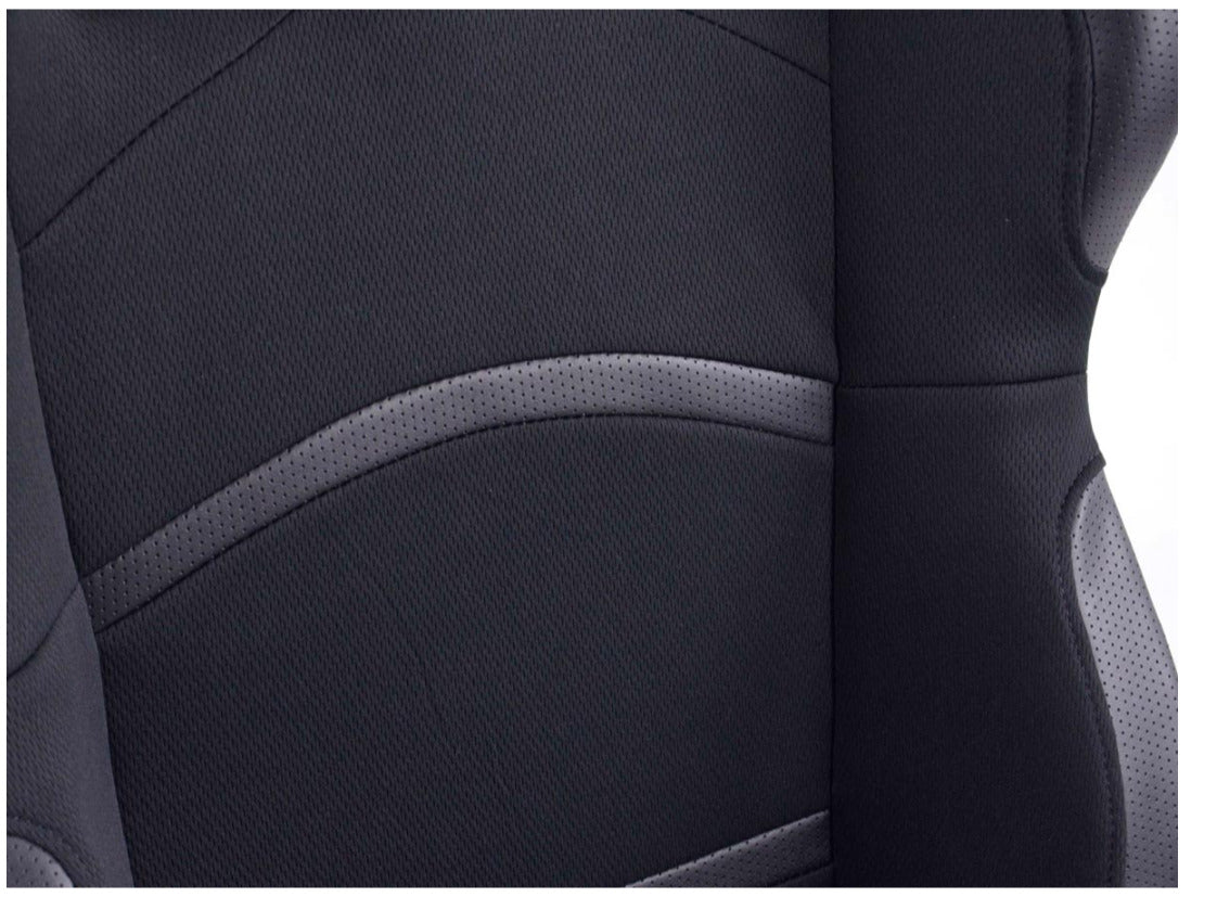 FK Pair Universal Recline Bucket Sports Seats Black HEATED Fast Road Car Edition