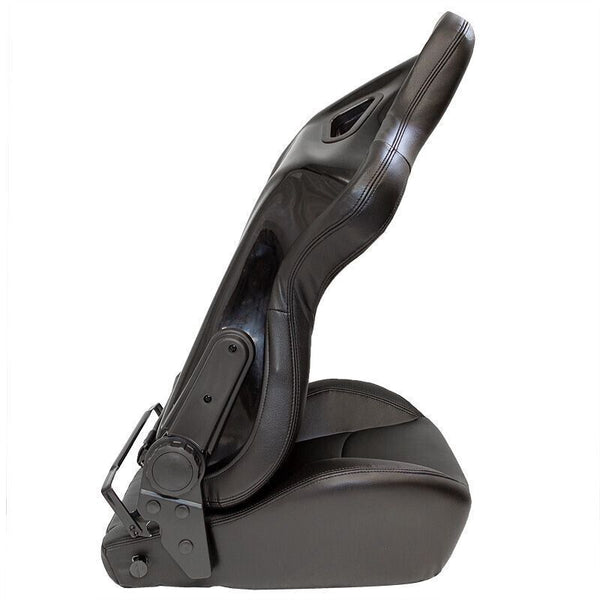 AUTOSTYLE BS2 x1 Universal Bucket Seat Black Synth Leather Fibreglass Back