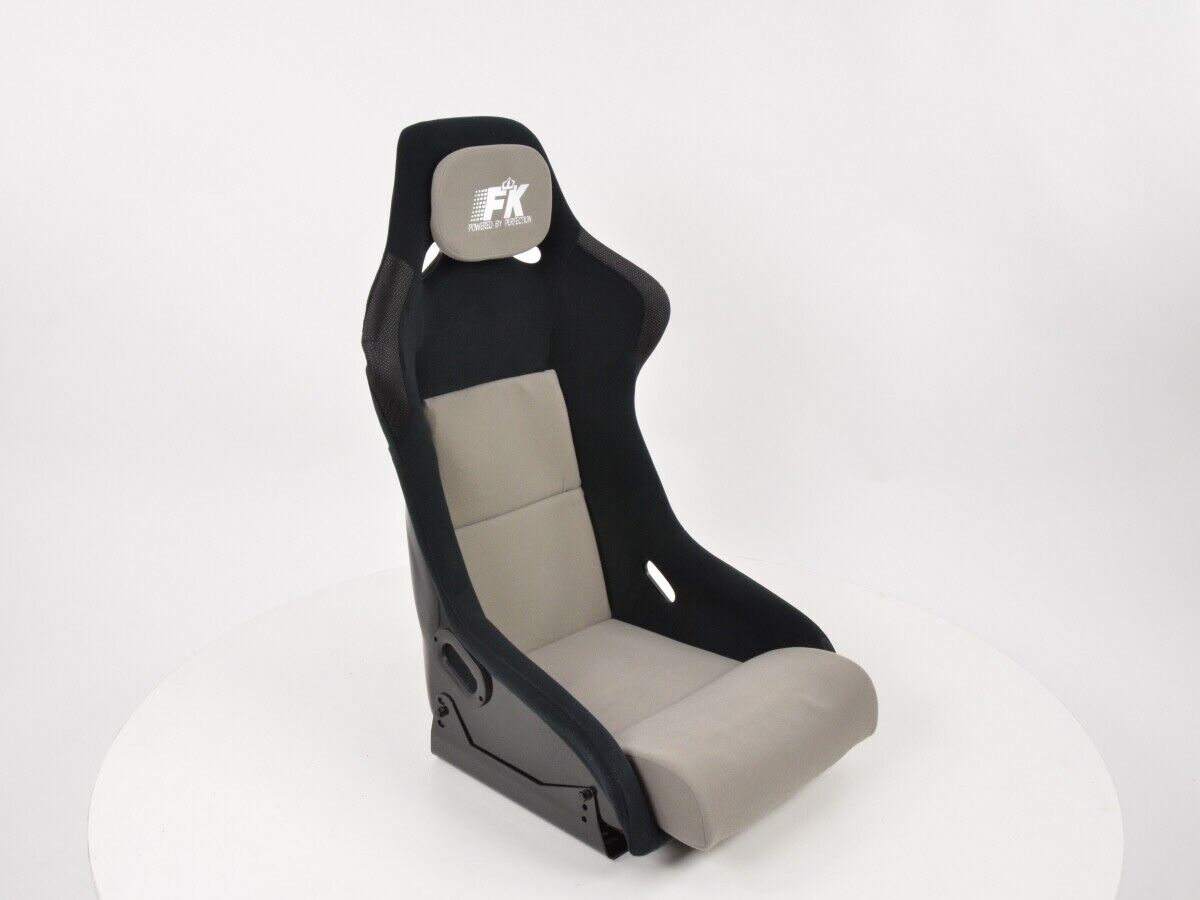 FK Pair Universal Fixed Back Bucket Sports Seats BLACK Evo Edition Fibreglass Back