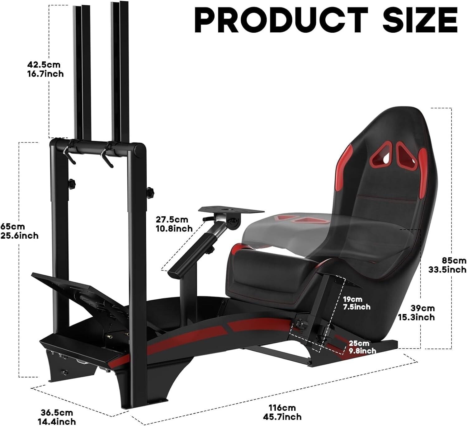 LUXE Driving Game Sim Racing Frame & Seat - Wheel Pedals Xbox PS PC Console F1