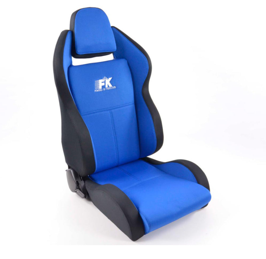 FK Pair Universal Reclining Bucket Sports Seats - Race Black & BLUE Edition