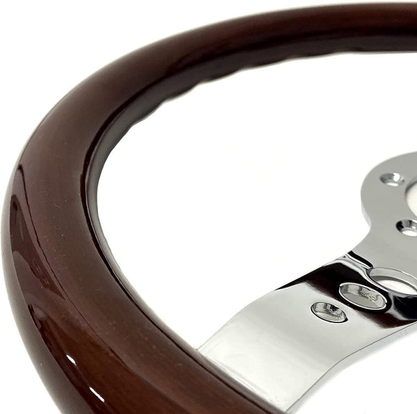 OMP OMPOD/2023/LE Mugello Wooden Wood Brown Steering WHEEL Chrome Classic Kit