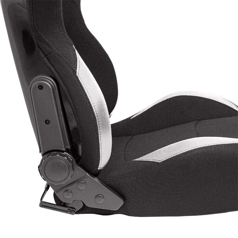 AUTOSTYLE BS2 x1 Universal Bucket Seat Black Grey Textile Fibreglass Back