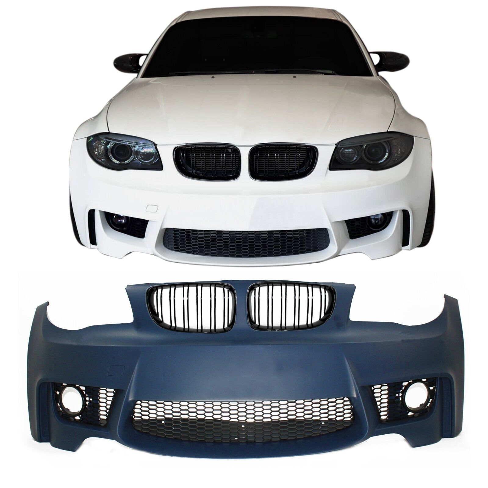 JOM BMW 1er 1-series E81 E82 E87 E88 04-11 Front Bumper Polyp Unpainted + Grille