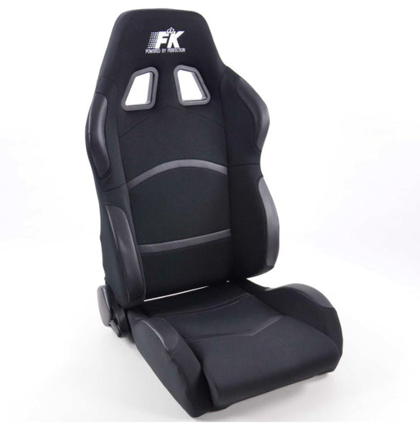 FK Pair Universal Recline Bucket Sports Seats Black HEATED Fast Road Car Edition