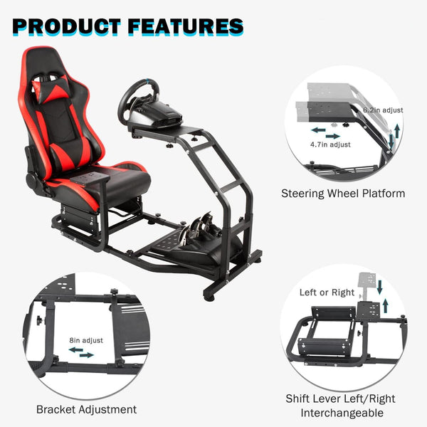 Driving Game Sim Racing Frame & Seat Rig  Add Wheel Pedals Xbox PS PC Console F1