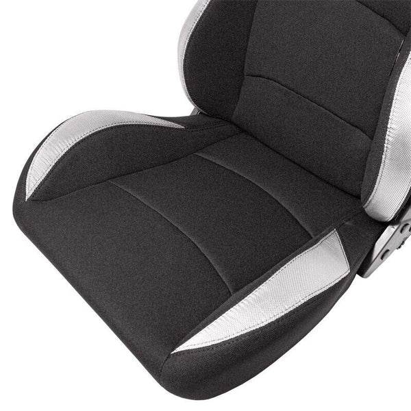 AUTOSTYLE BS2 x1 Universal Bucket Seat Black Grey Textile Fibreglass Back