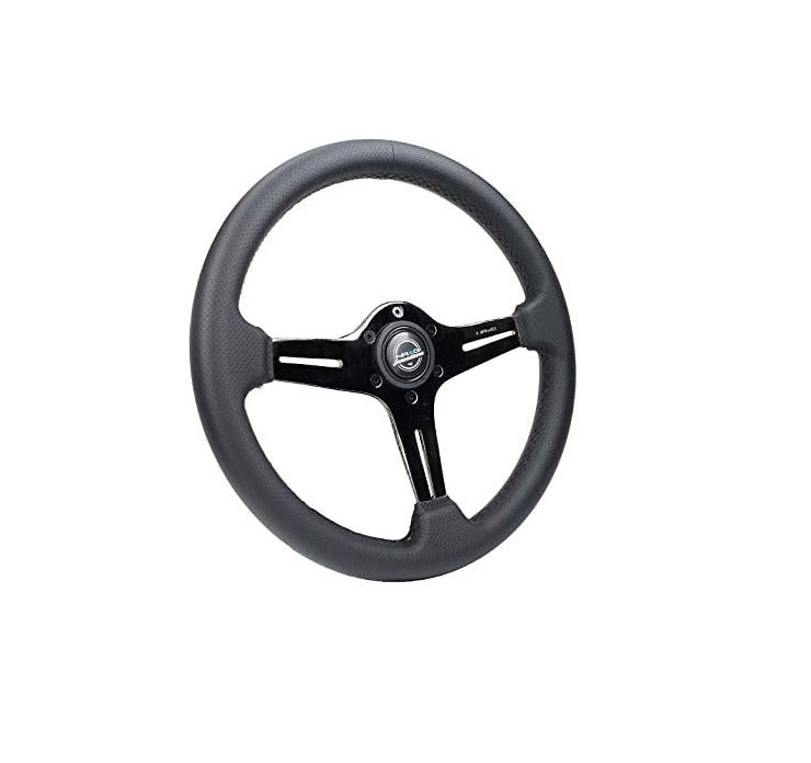 NRG Innovations Universal 350mm Leather Steering WHEEL Black Car Sim 70mm 6-Bolt