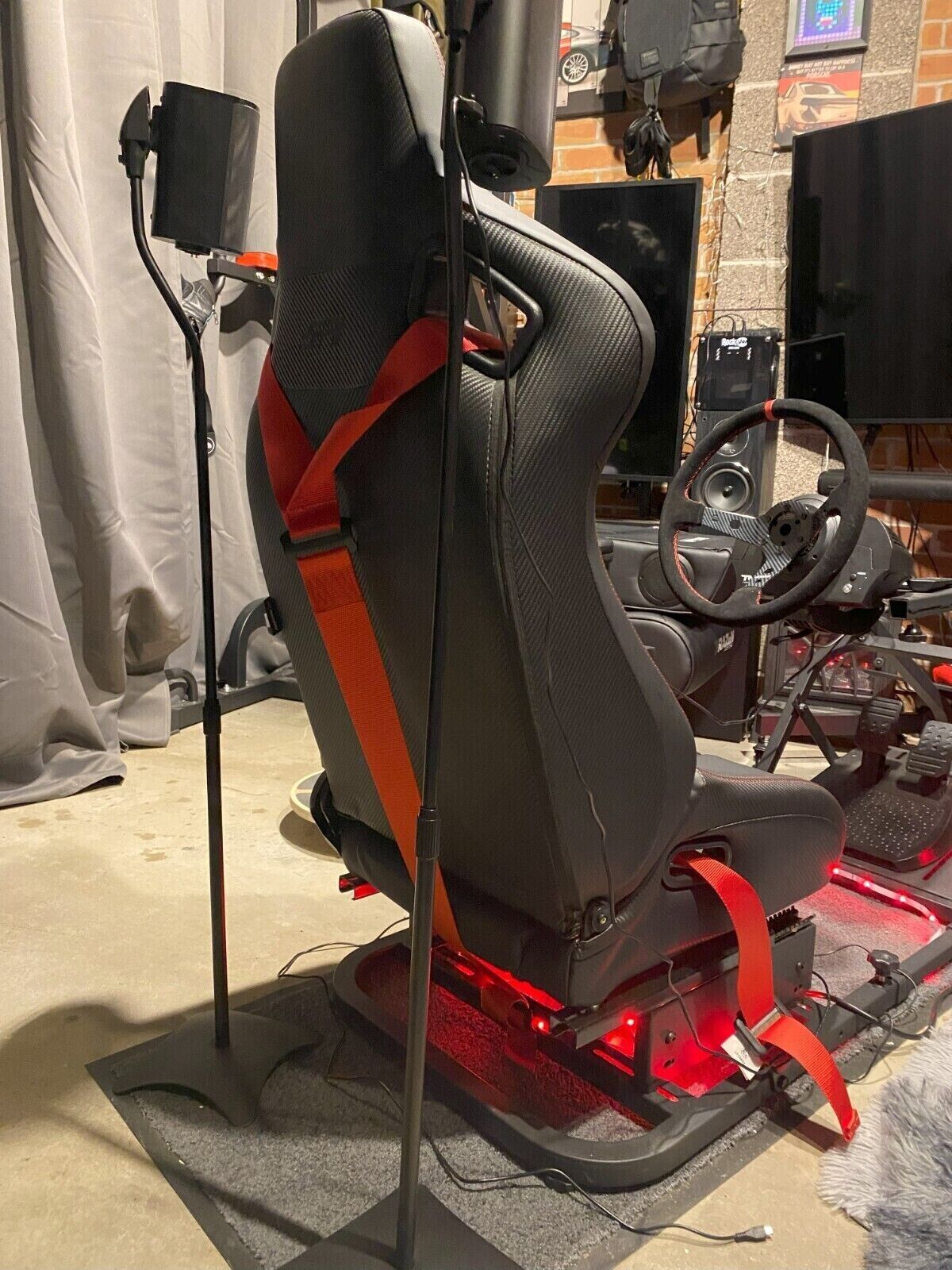 TRS Bolt-In 3 Point Car Sim Seatbelt Safety Harness RED Road Legal ECE Approved