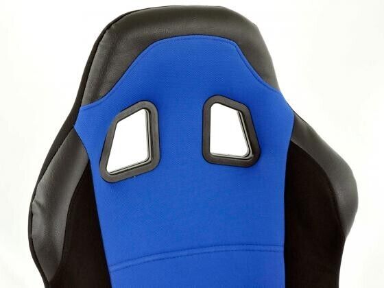 FK Pair Universal Fixed Back Motorsport Bucket Sports Seats Blue Fabric Edition