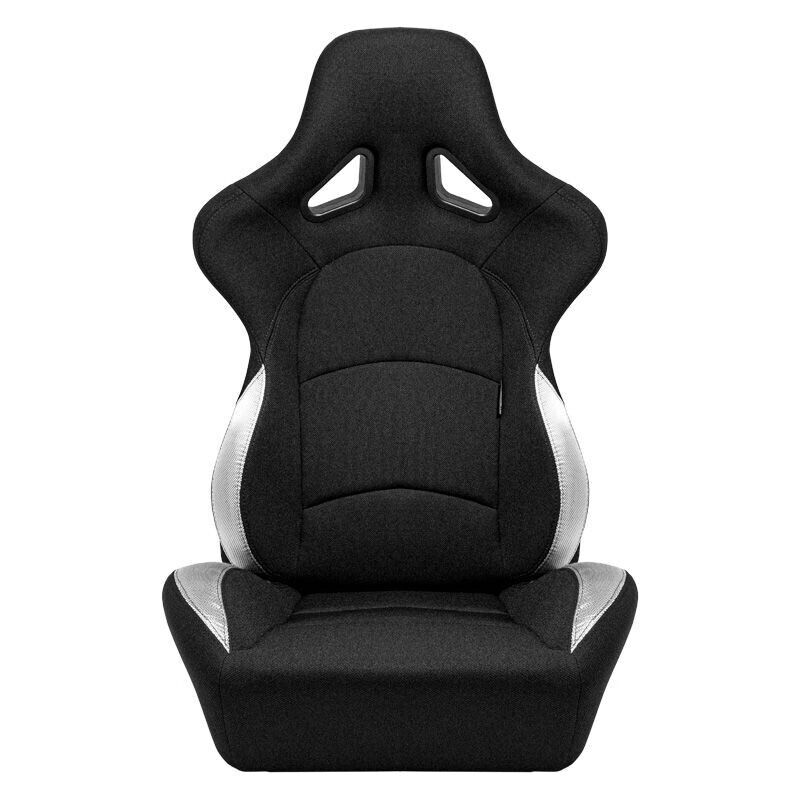 AUTOSTYLE BS2 x1 Universal Bucket Seat Black Grey Textile Fibreglass Back
