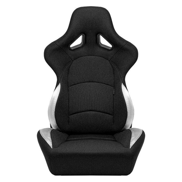 AUTOSTYLE BS2 x1 Universal Bucket Seat Black Grey Textile Fibreglass Back