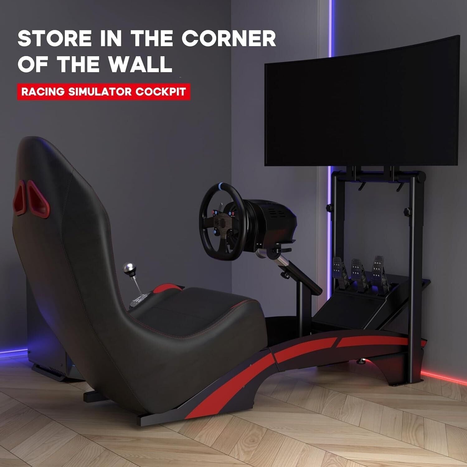 LUXE Driving Game Sim Racing Frame & Seat - Wheel Pedals Xbox PS PC Console F1