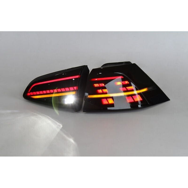 AS Pair VW Golf 7 MK7 7.5 R FL LED DRL Rear Lights Dynamic Taillights 12-17 UNIVERSAL Clear Smoke