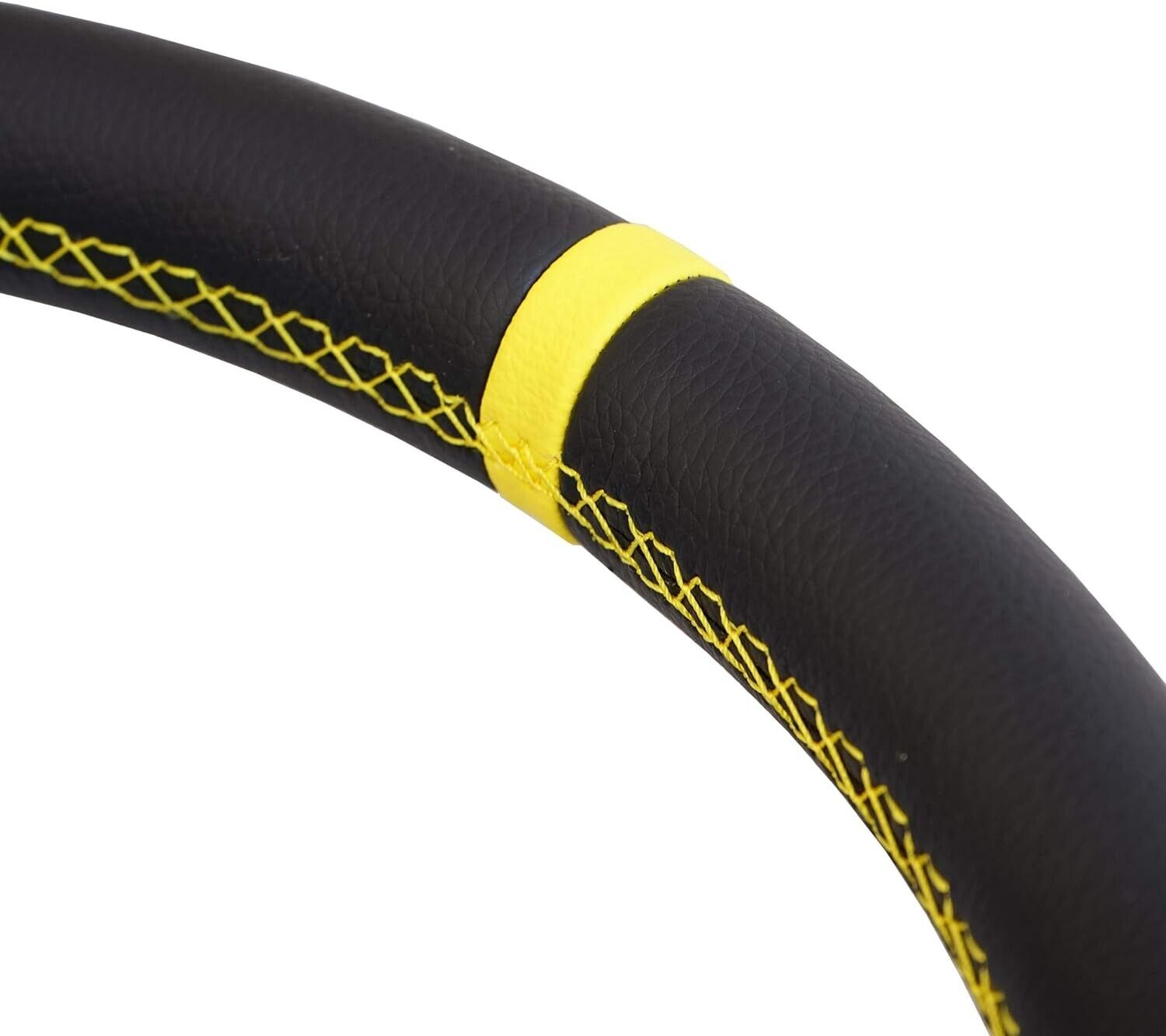 Simoni Racing Universal 350mm Leather Steering WHEEL 3 Spk Black Yellow Car Sim