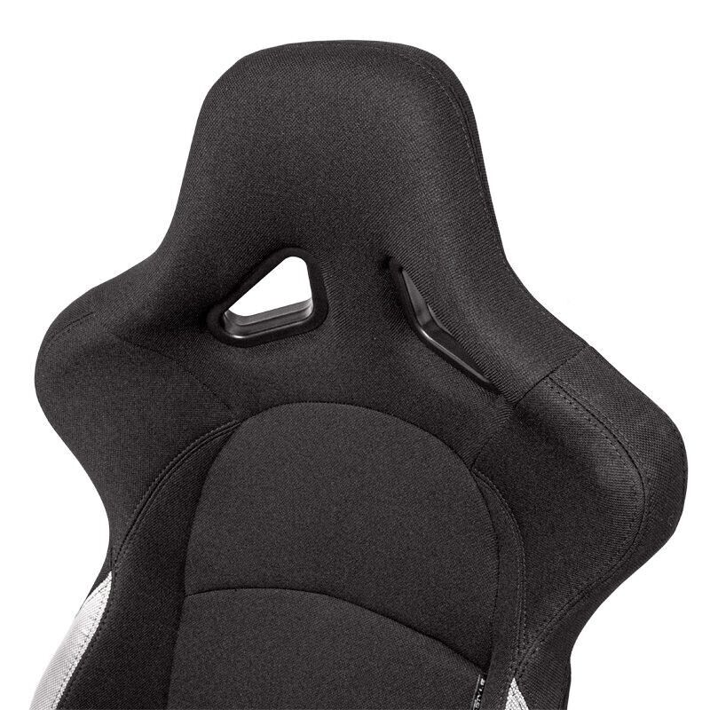 AUTOSTYLE BS2 x1 Universal Bucket Seat Black Grey Textile Fibreglass Back