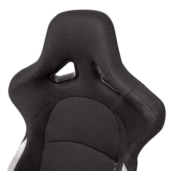 AUTOSTYLE BS2 x1 Universal Bucket Seat Black Grey Textile Fibreglass Back