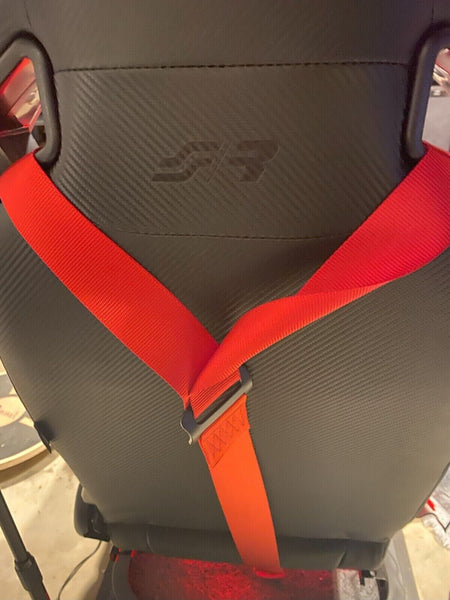 TRS Bolt-In 3 Point Car Sim Seatbelt Safety Harness RED Road Legal ECE Approved