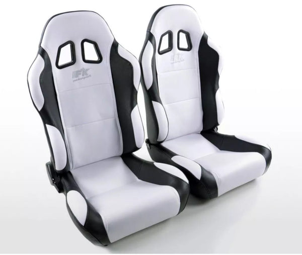 FK Pair Universal Reclining Bucket Sports Seats - Miami White & Black Edition