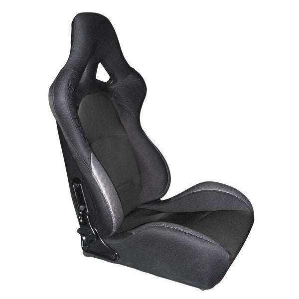 AUTOSTYLE BS2 x1 Universal Bucket Seat Black Grey Textile Fibreglass Back