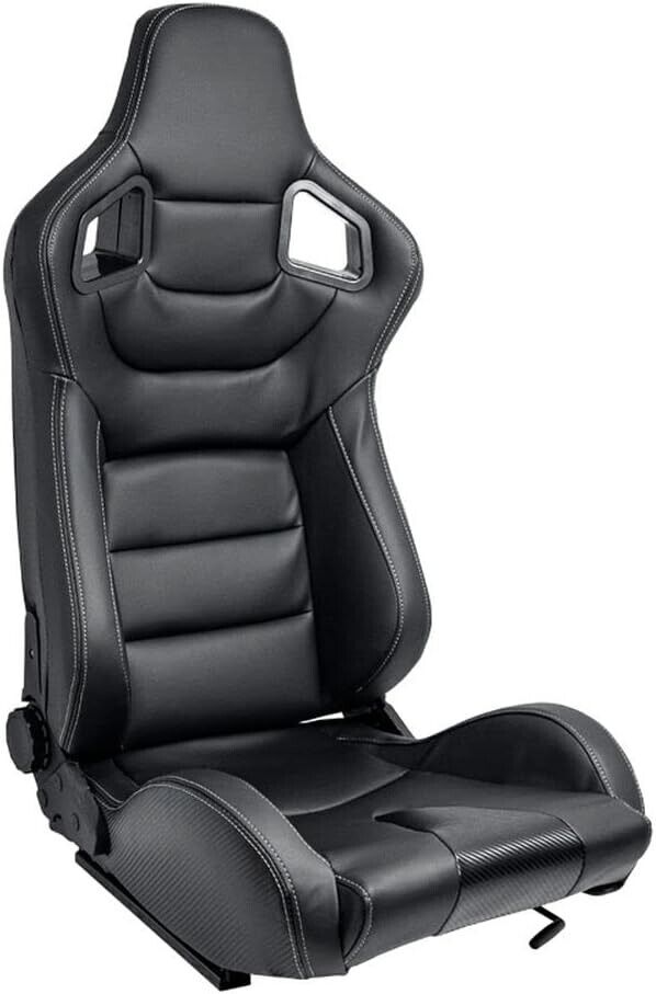 Auto-Style RK x2 (A Pair of) Universal Sports Bucket Seats Black Silver Stitch + slide runners UK STOCK (No Import Tax)