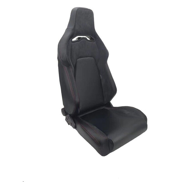 ATS VGR x2 Universal Pair Sports Bucket Seats Suede Black Red Stitch slides