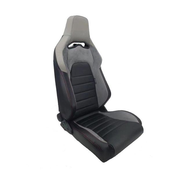 ATS VGR x2 Universal Pair Sports Bucket Seats Grey Suede Black Red Stitch slides