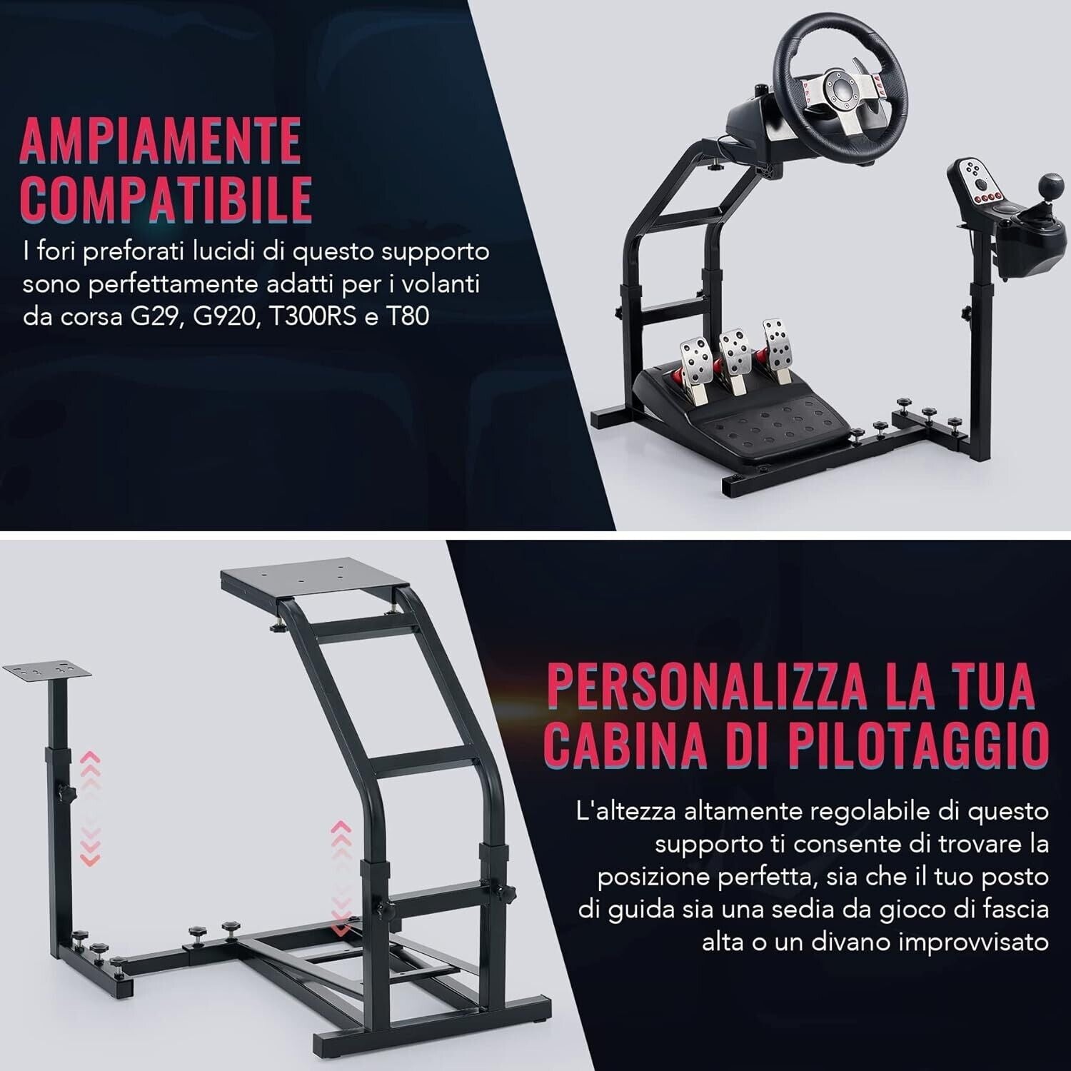 Driving Game Sim Racing Frame Stand Rig for Seat Wheel Pedals Xbox PS PC