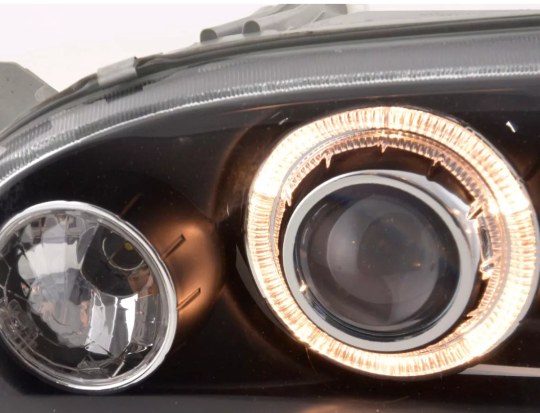 FK Pair LED DRL Angel Eye Halo Ring Projector Headlights VW Golf 3 MK3 1HXO EXO 91-97 Universal - LHD + RHD