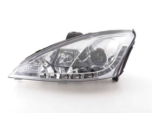 FK LED DRL Angel Eye Projector Headlights Ford Focus C170 1 MK1 3/4/5d 01-04 RHD - LJ Automotive