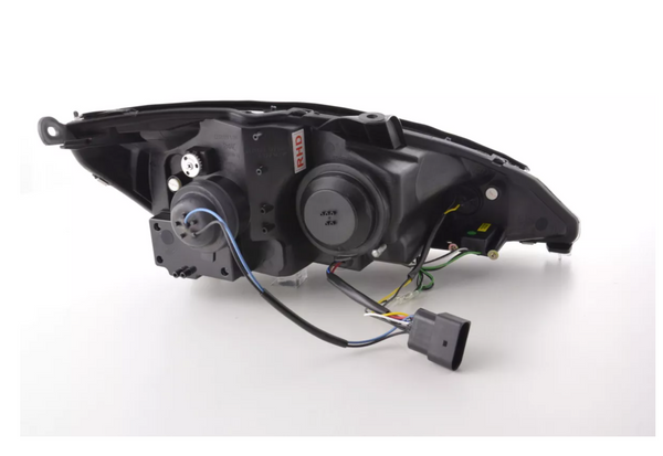 FK LED DRL Angel Eye Projector Headlights Ford Focus C170 1 MK1 3/4/5d 01-04 RHD - LJ Automotive