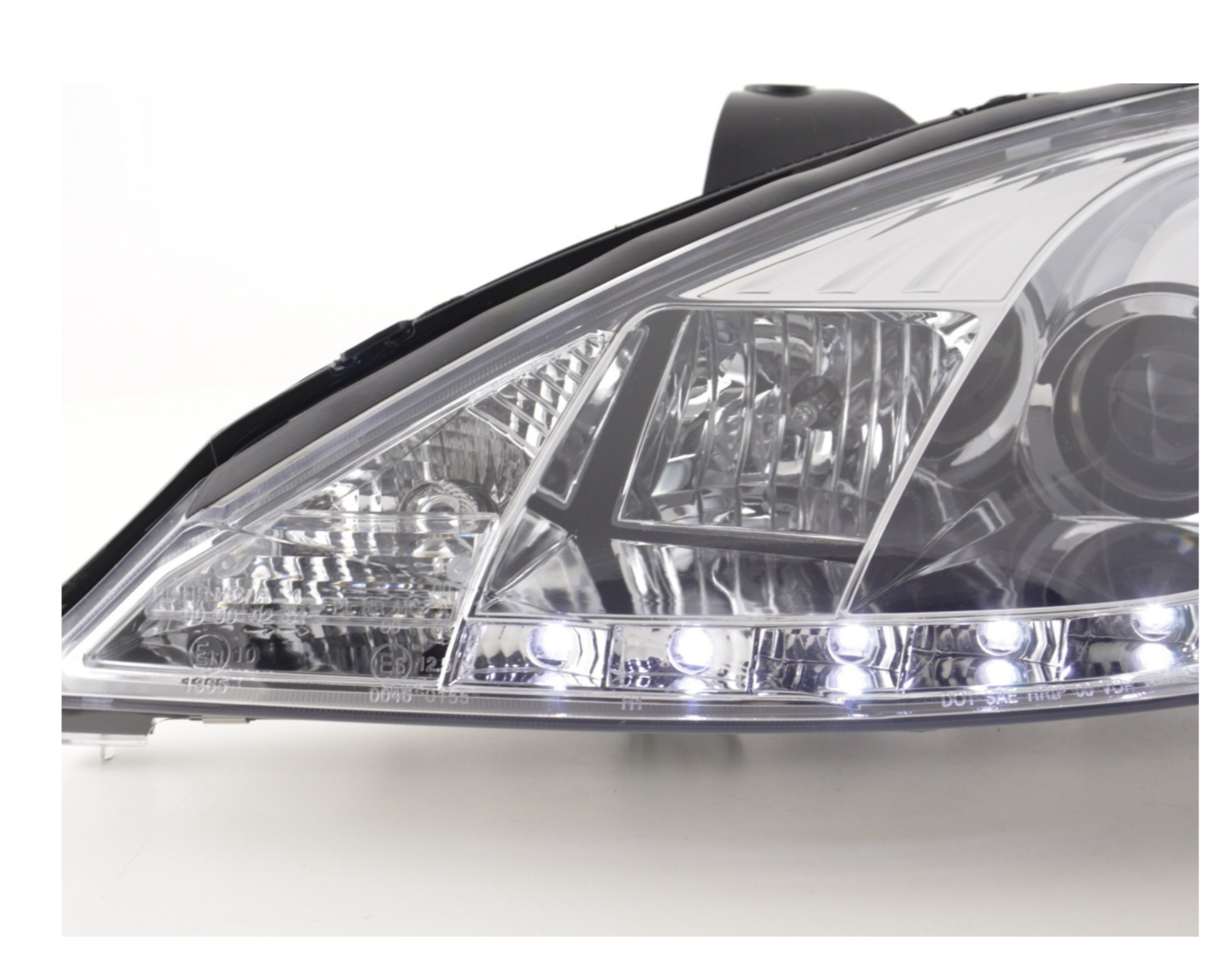 FK LED DRL Angel Eye Projector Headlights Ford Focus C170 1 MK1 3/4/5d 01-04 RHD - LJ Automotive