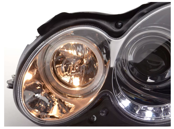 FK Set LED DRL HEADLIGHTS Mercedes CLK W209 04-09 chrome AMG LHD - LJ Automotive