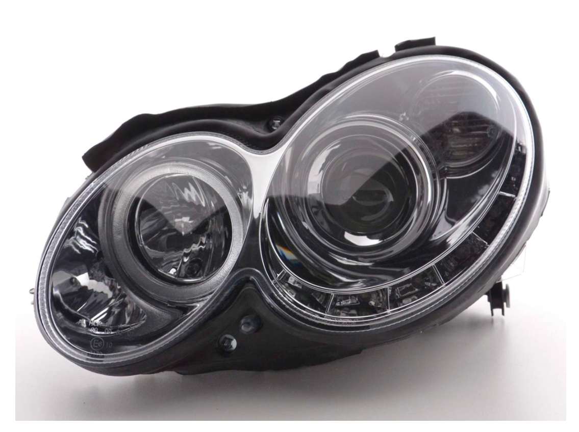 FK Set LED DRL HEADLIGHTS Mercedes CLK W209 04-09 chrome AMG LHD - LJ Automotive