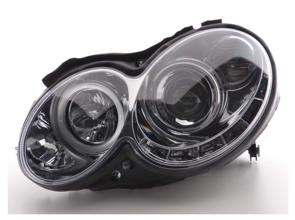 FK Set LED DRL HEADLIGHTS Mercedes CLK W209 04-09 chrome AMG LHD - LJ Automotive