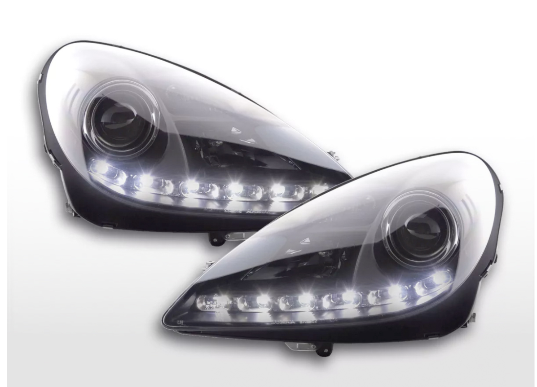 FK Pair LED DRL Projector Headlights Mercedes SLK 171 04-11 black - LJ Automotive