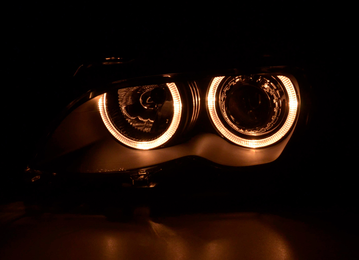 FK Set LED DRL Devil Halo Eye Headlights BMW E46 Saloon 01-03 black LHD RHD M3 - LJ Automotive