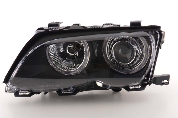 FK Set LED DRL Devil Halo Eye Headlights BMW E46 Saloon 01-03 black LHD RHD M3 - LJ Automotive