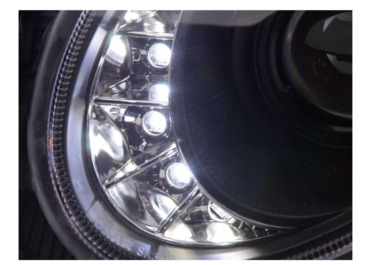 FK Set LED DRL HEADLIGHTS Mercedes E-Class 211 W211 02-06 black AMG LHD - LJ Automotive