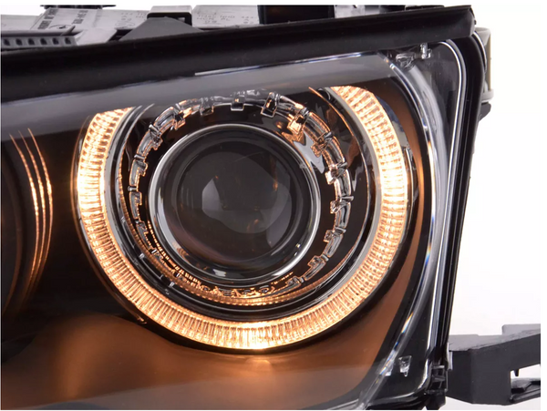 FK Set LED DRL Devil Halo Eye Headlights BMW E46 Saloon 01-03 black LHD RHD M3 - LJ Automotive