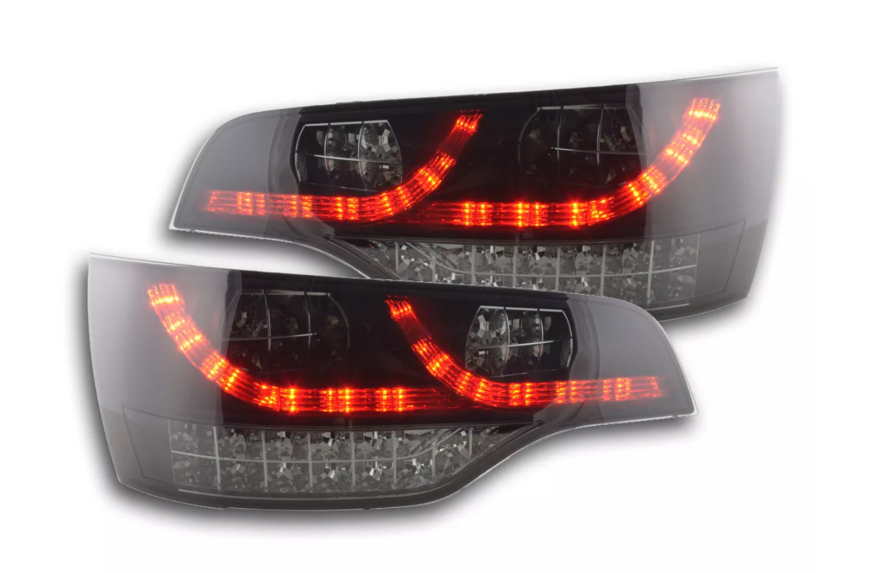 Set FK Audi Q7 4L 05-09 black smoke LED Lightbar DRL REAR TAIL BACK LIGHTS LHD - LJ Automotive