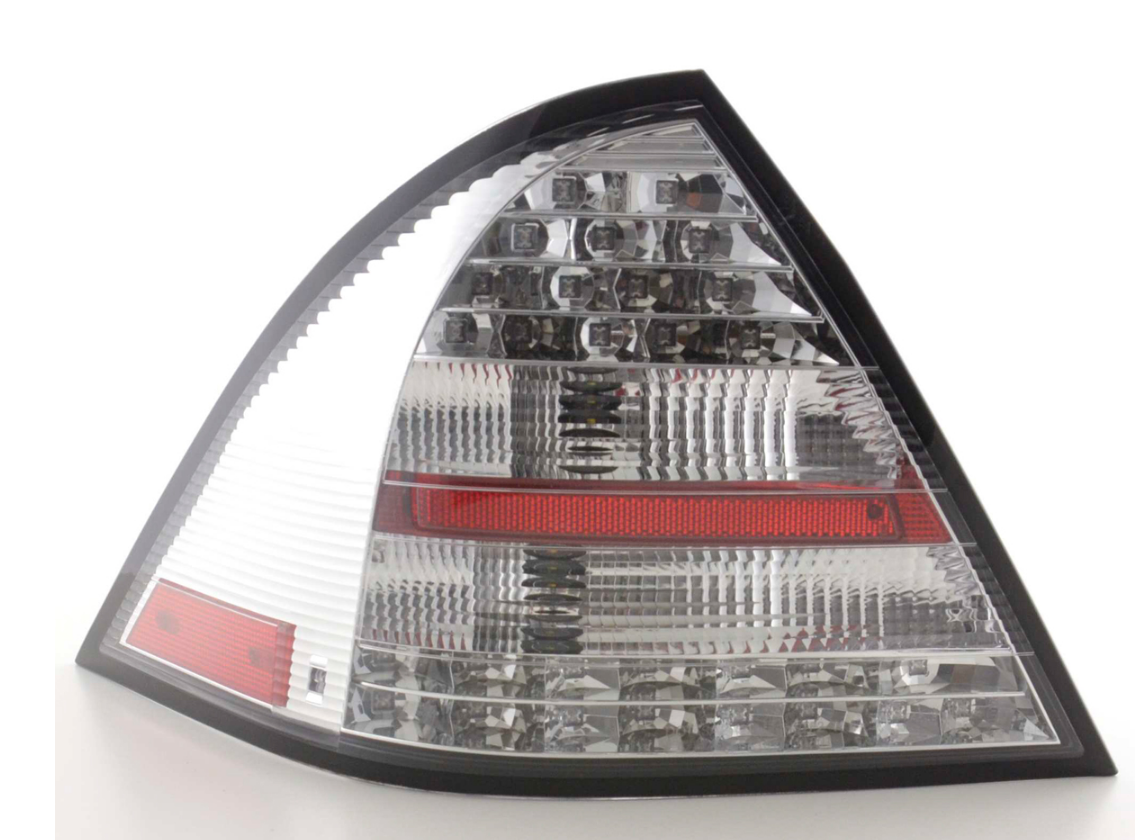 FK Automotive Pair LED Rear Lights Mercedes C-Class W203 01-04 Red & Clear LHD