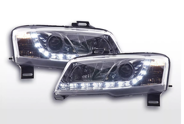 FK LED DRL Devil Angel Eyes Project Headlights Fiat Stilo 01-06 chrome